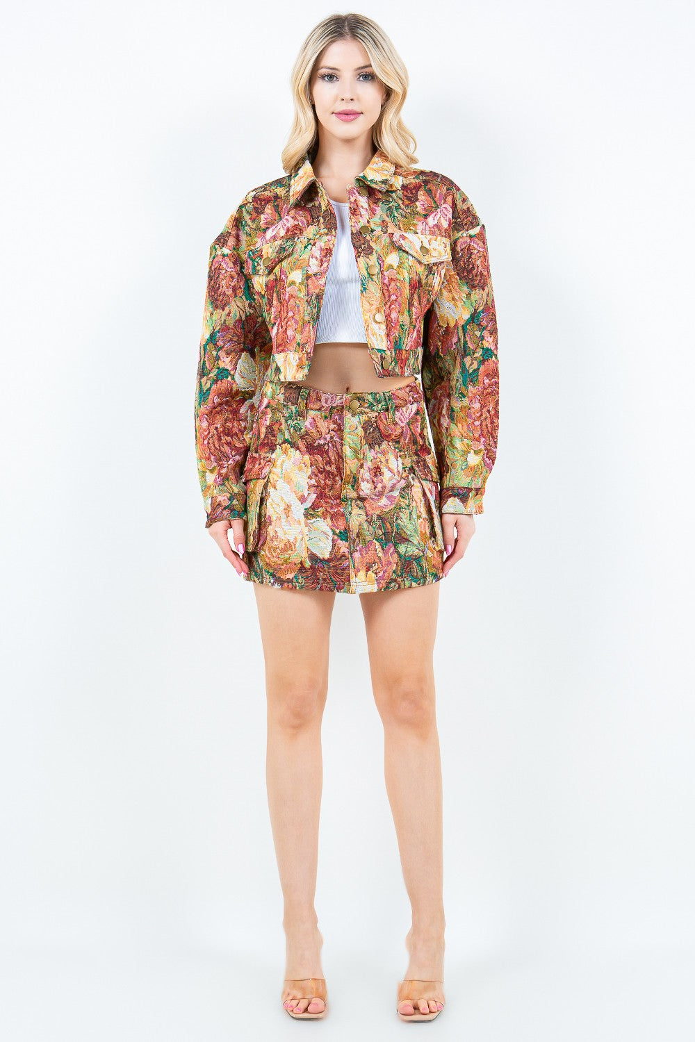 American Bazi Jacquard Cargo Cropped Jacket-BT8D