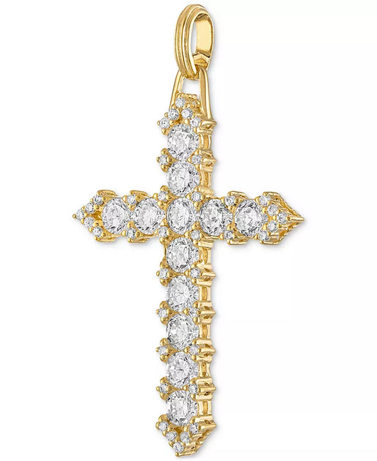 Cubic Zirconia Cross Pendant in 14K Gold-Plated Sterling Silver, Created for Macy'S-BT8D