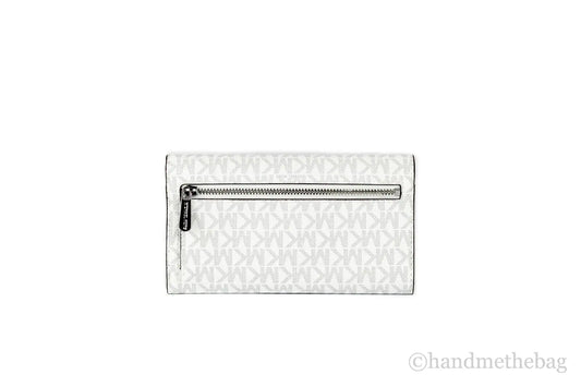 Michael Kors Jet Set Travel Large Bright White Signature Trifold Wallet Clutch