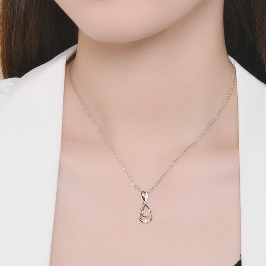 925 Sterling Silver Inlaid Moissanite Infinity Pendant Necklace-BT8D