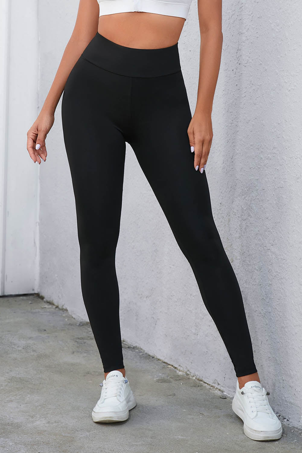 Crisscross Detail Wide Waistband Leggings-BT8D