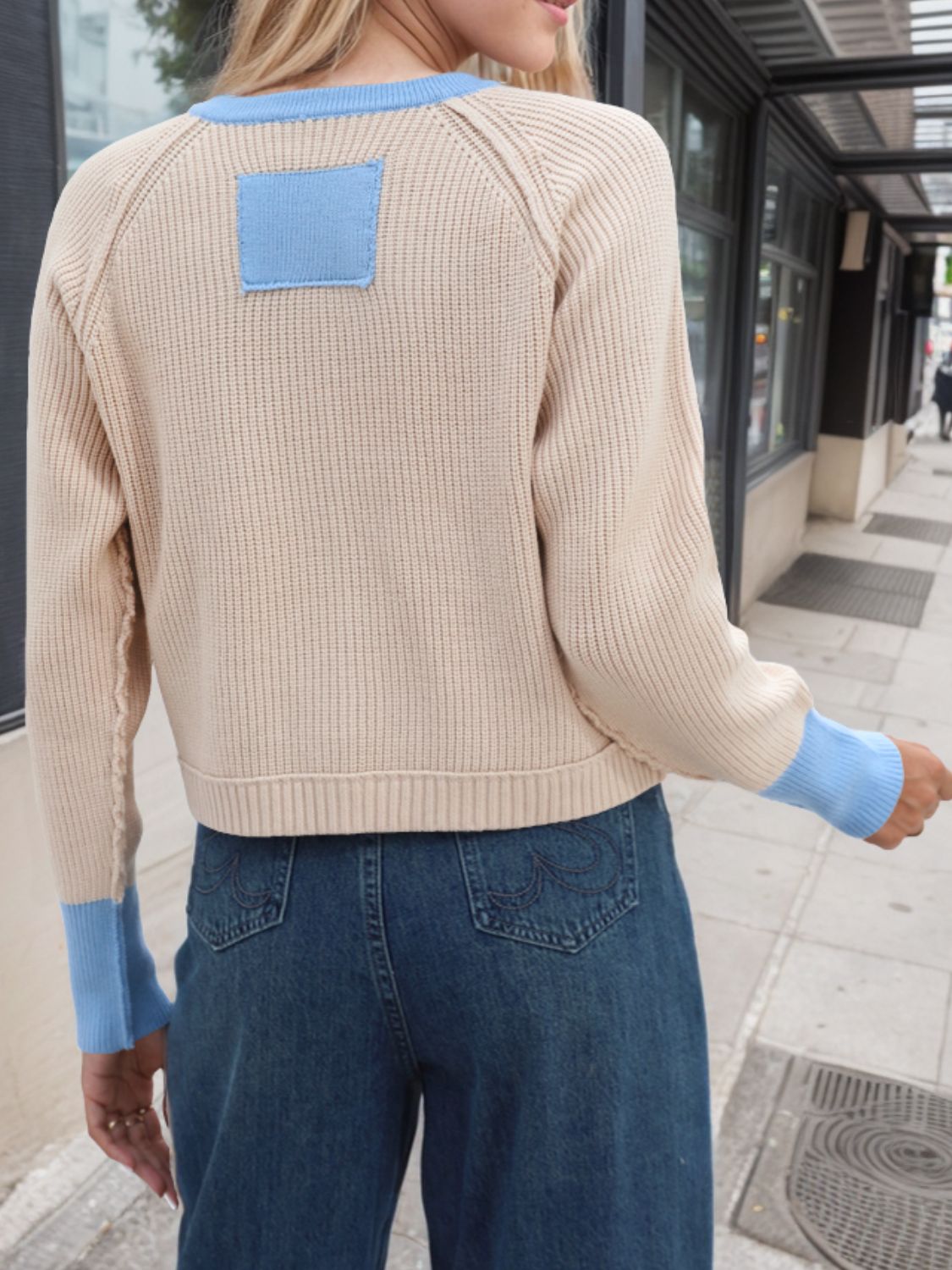Contrast Button Up Long Sleeve Cardigan-BT8D