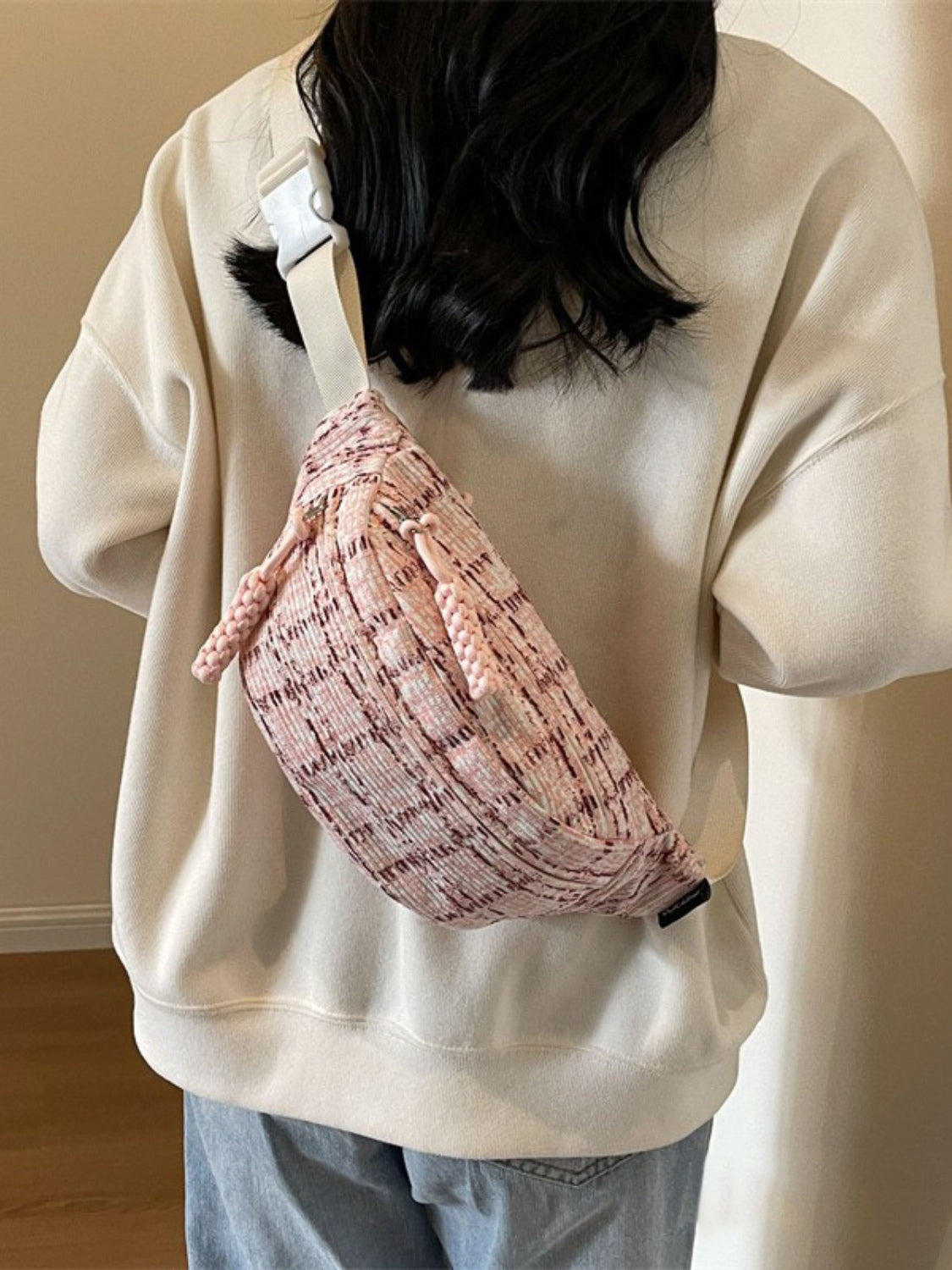 Contrast Plaid Polyester Crossbody Bag-BT8D