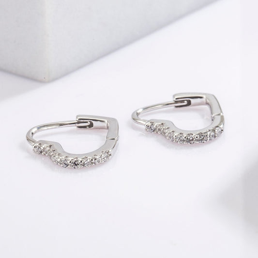 925 Serling Silver Zircon Heart Shape Earrings-BT8D