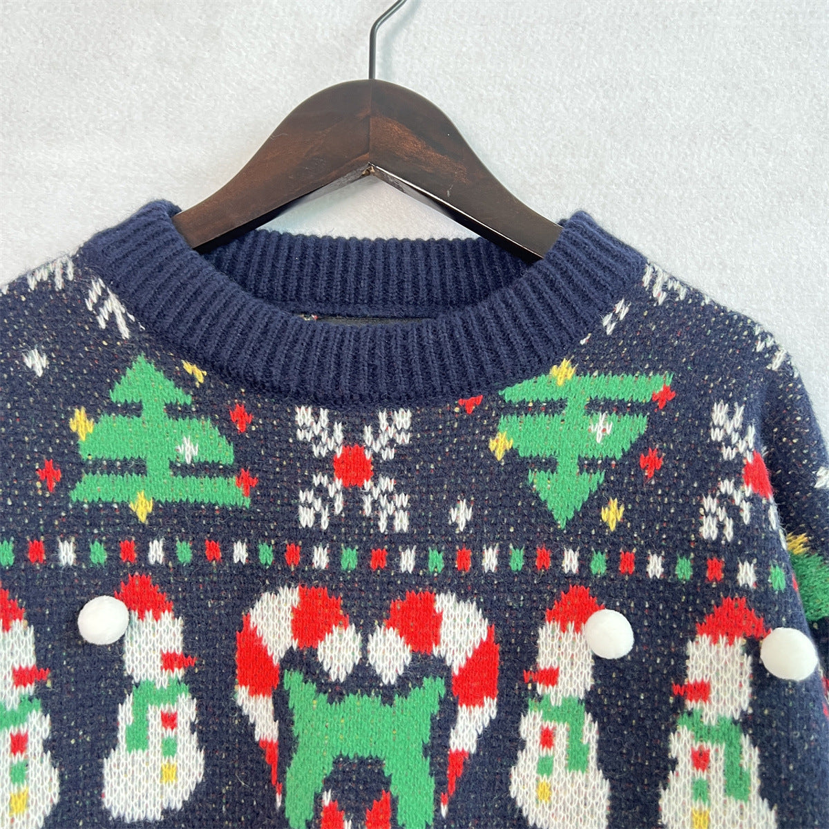 Christmas Pattern Round Neck Long Sleeve Sweater-BT8D