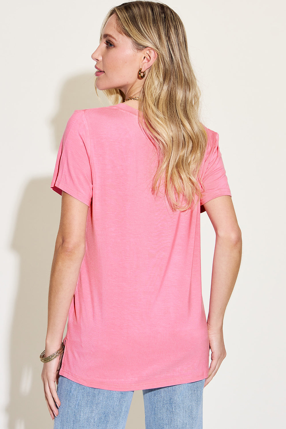 Basic Bae Full Size V-Neck High-Low T-Shirt-BT8D