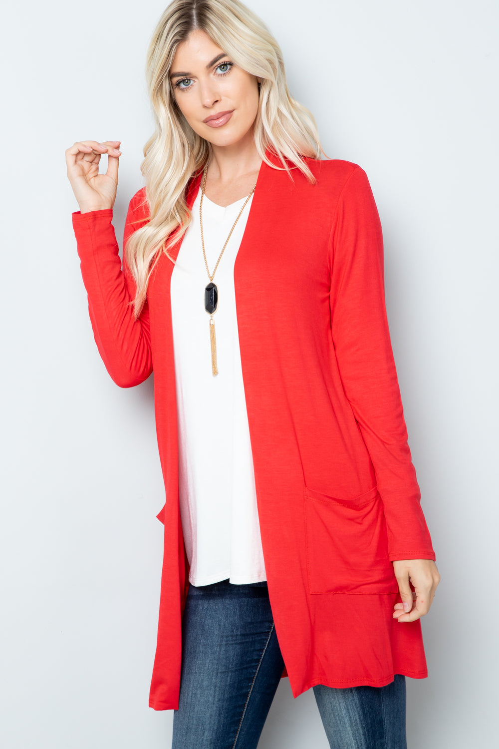 Celeste Full Size Open Front Cardigan with Pockets-BT8D