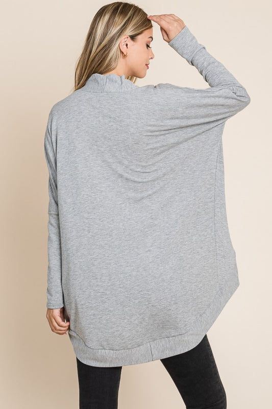 BOMBOM Open Front Long Sleeve Cocoon Cardigan-BT8D