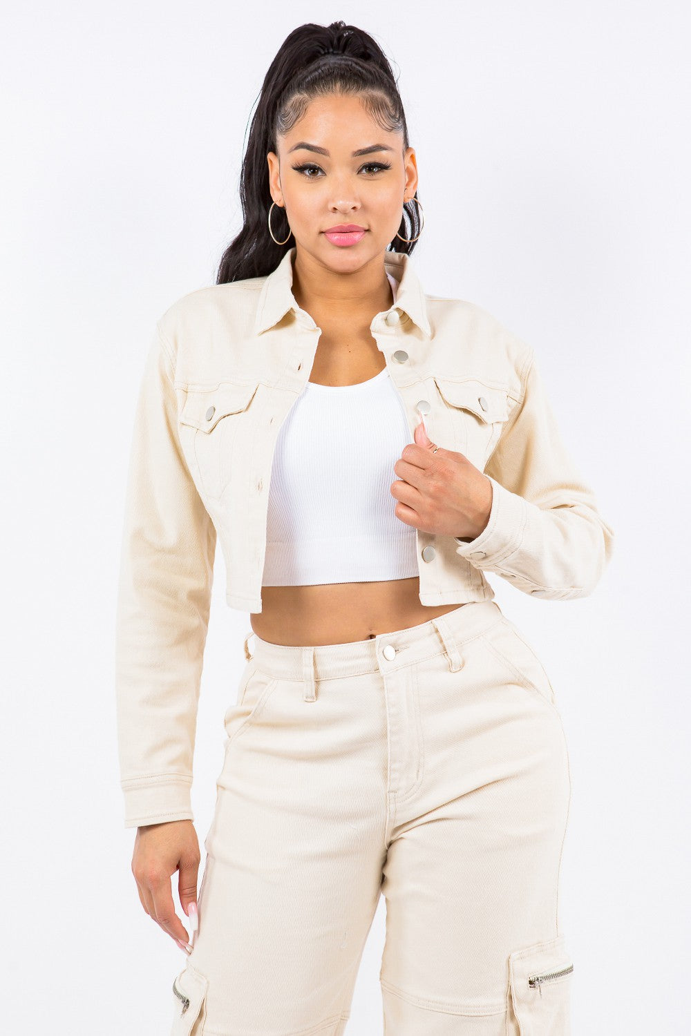 American Bazi Laced Back Cropped Jacket-BT8D