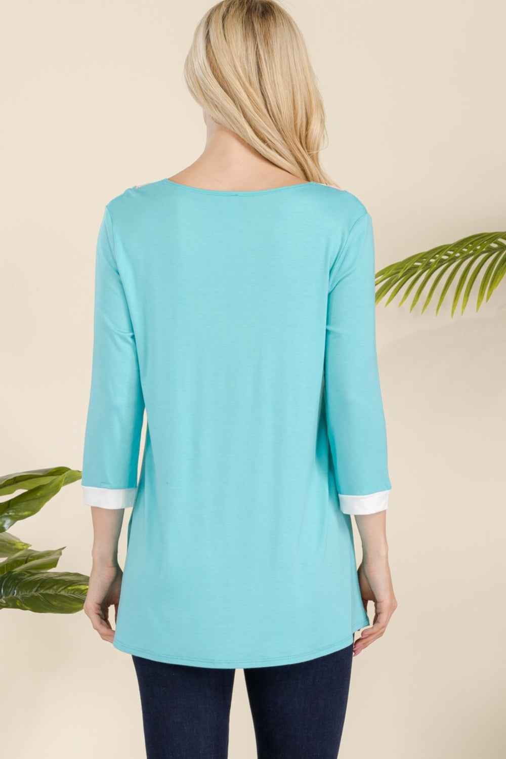 Celeste Full Size V-Neck Contrast T-Shirt-BT8D