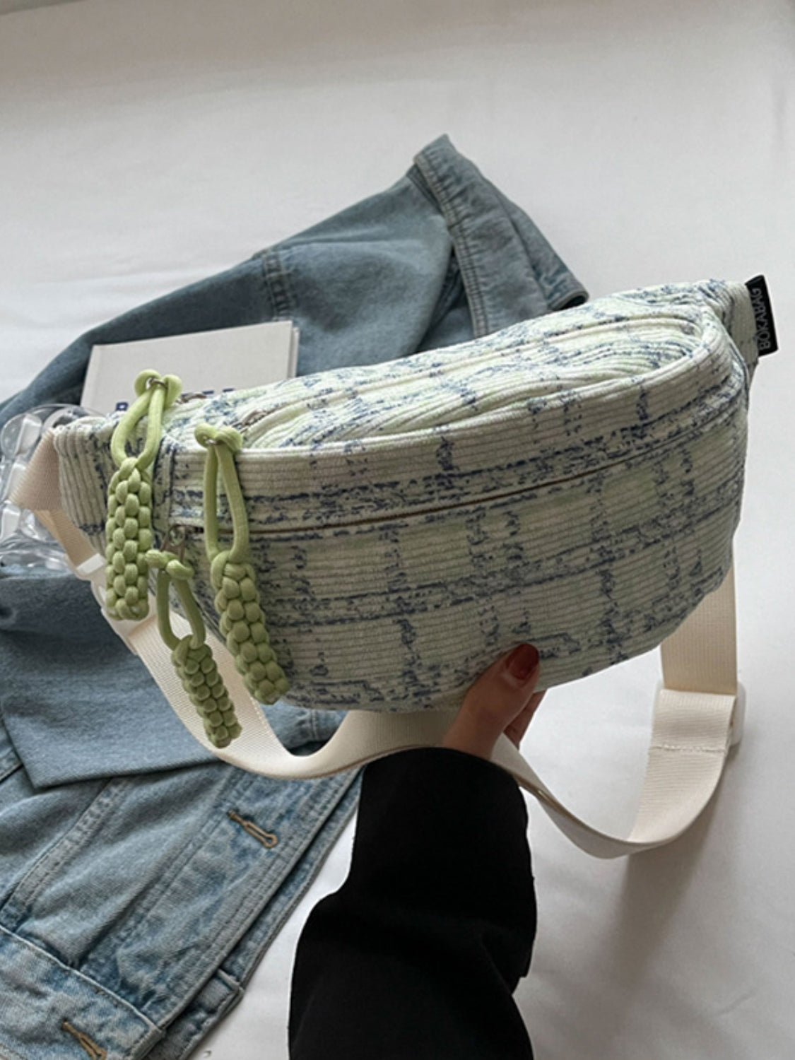 Contrast Plaid Polyester Crossbody Bag-BT8D