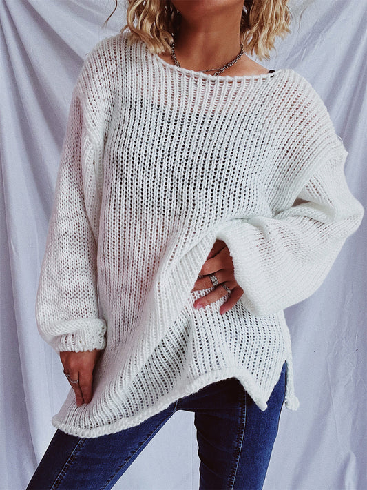 Boat Neck Dropped Shoulder Sweater-BT8D