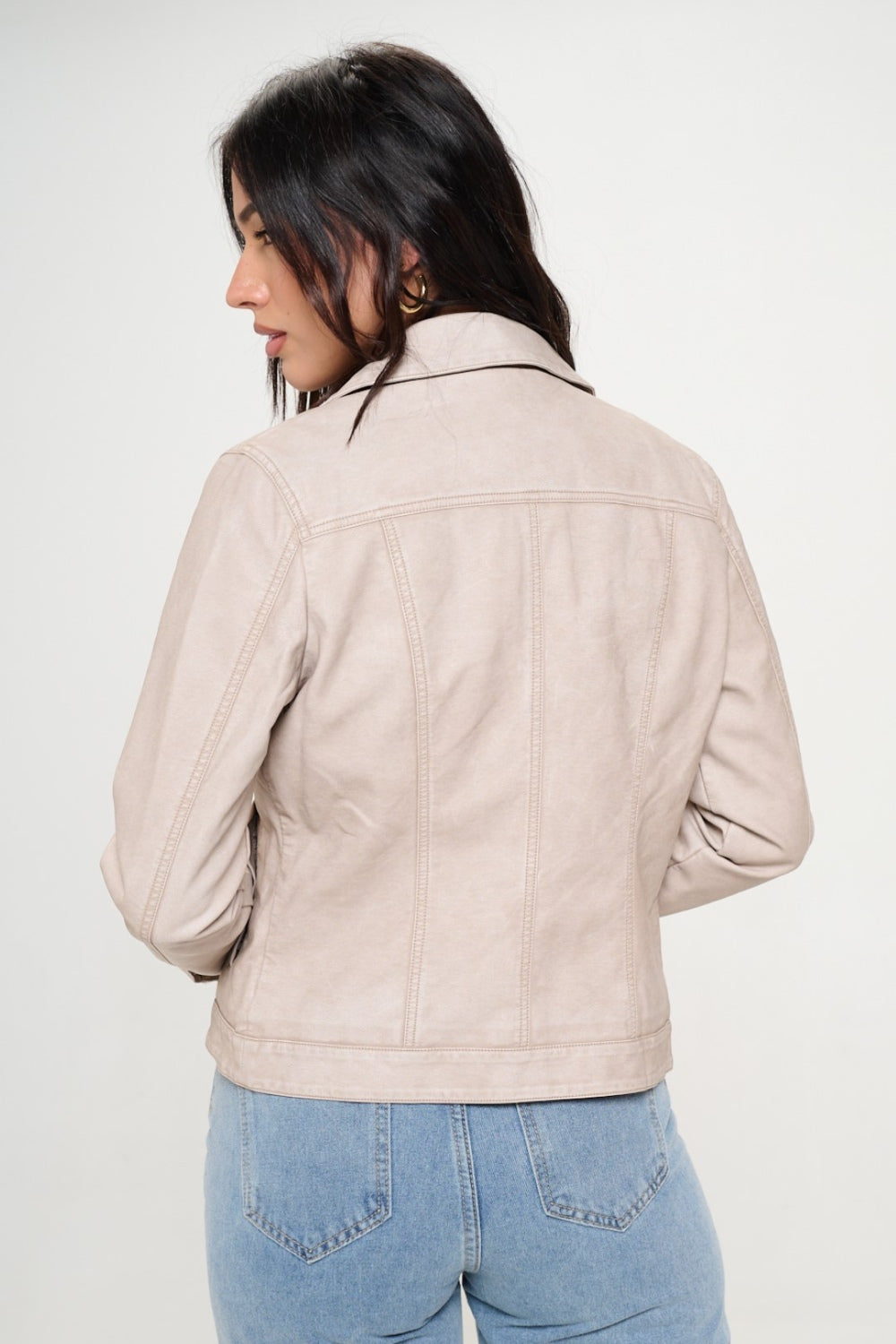 Coalition LA Button Down Cargo Vegan Leather Shacket-BT8D