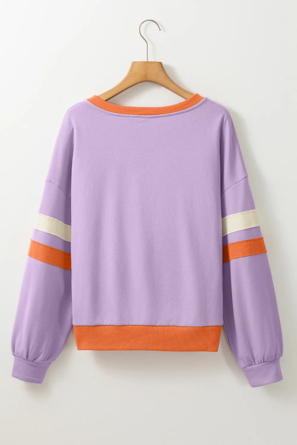 Contrast V-Neck Long Sleeve Sweatshirt-BT8D
