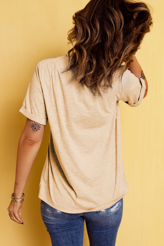 Corn Letter Graphic Cuffed Tee-BT8D