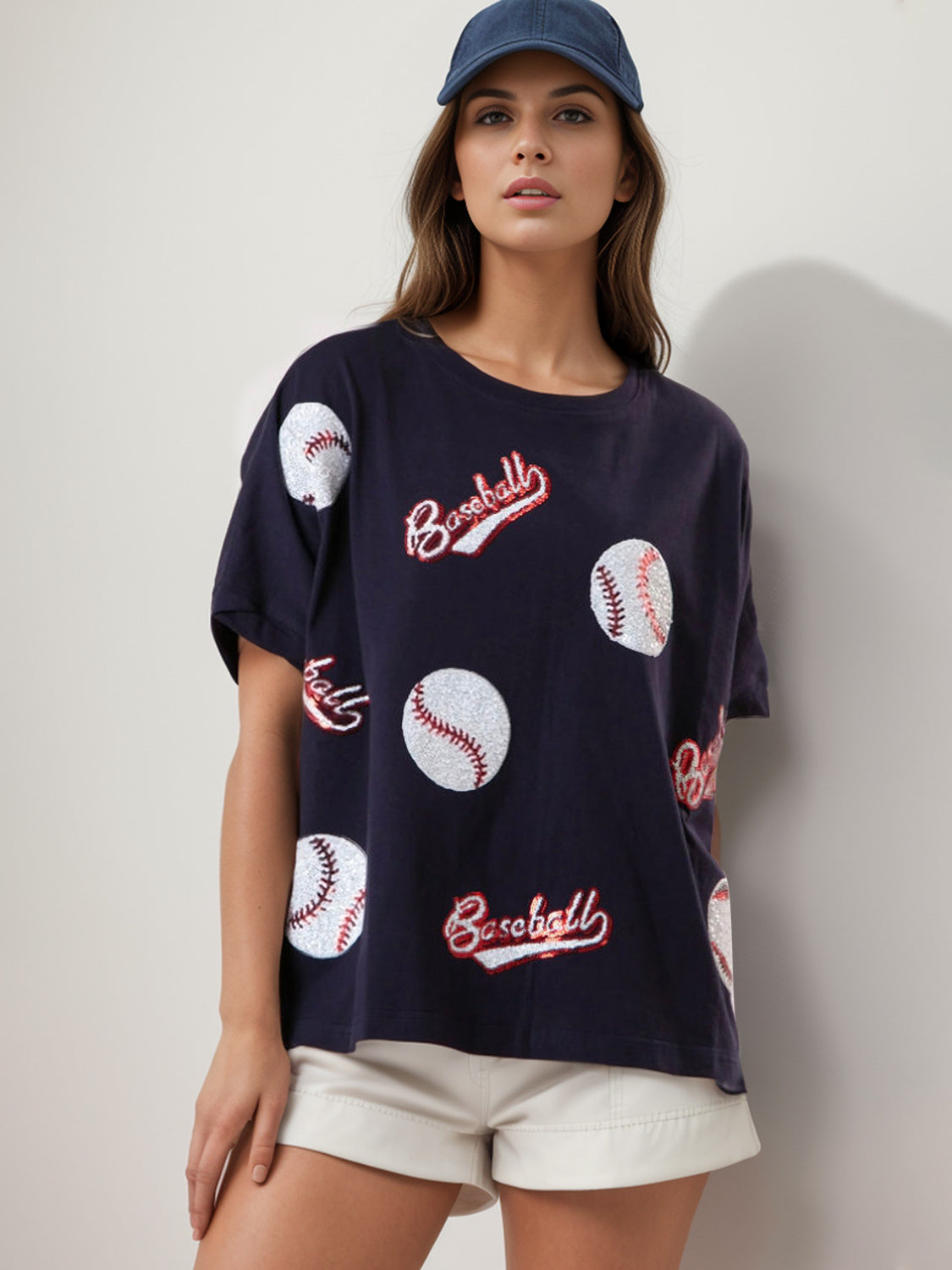 Baseball Round Neck Half Sleeve T-Shirt-BT8D