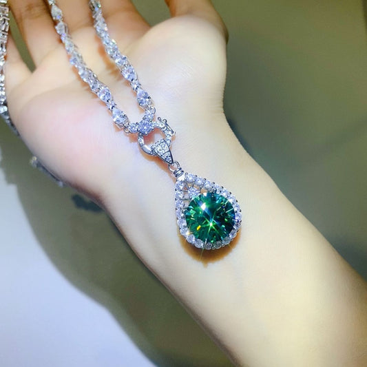 10 Carat Moissanite 925 Sterling Silver Teardrop Shape Necklace-BT8D