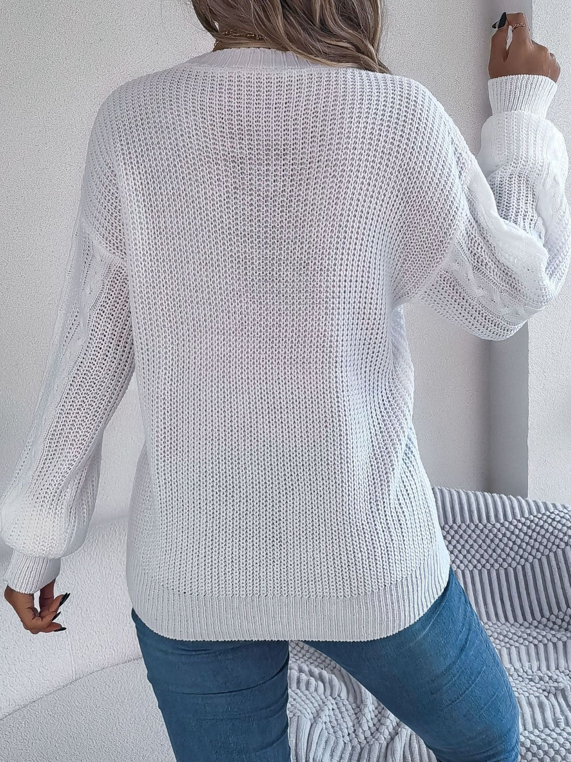 Cable-Knit Long Sleeve Cardigan-BT8D