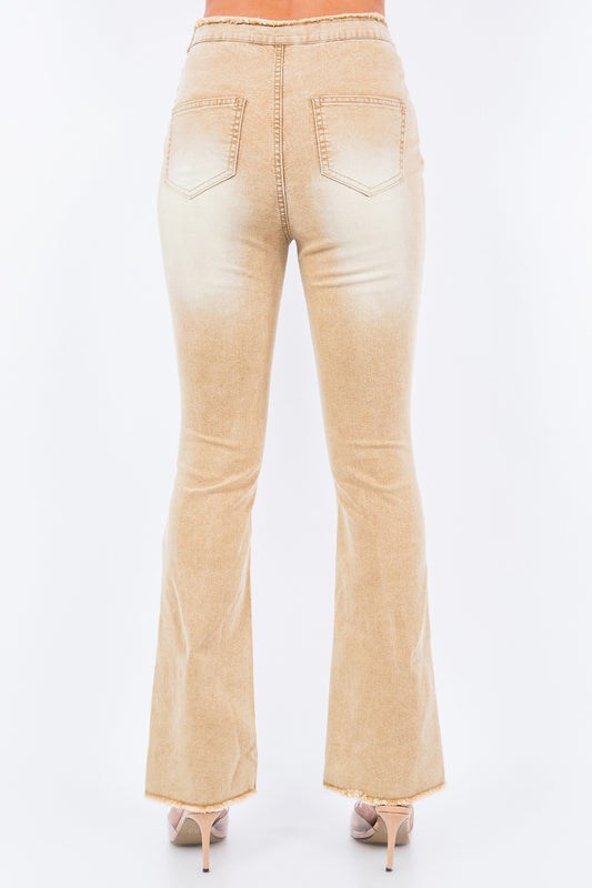 American Bazi V-Cut Ruched Flare Pants-BT8D