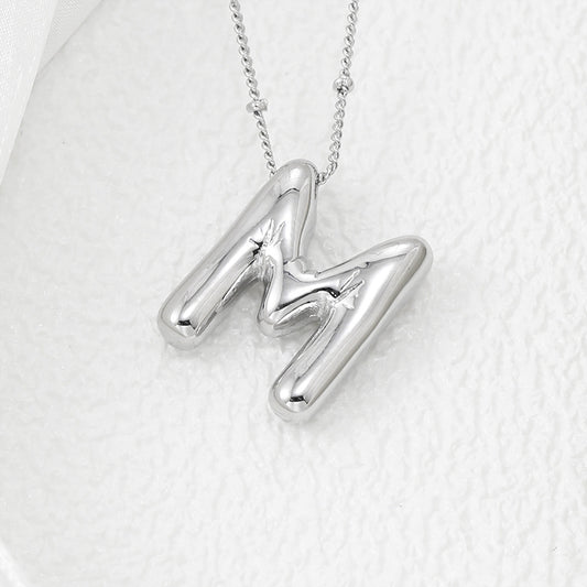 Copper Bubble Letter Pendant Necklace-BT8D