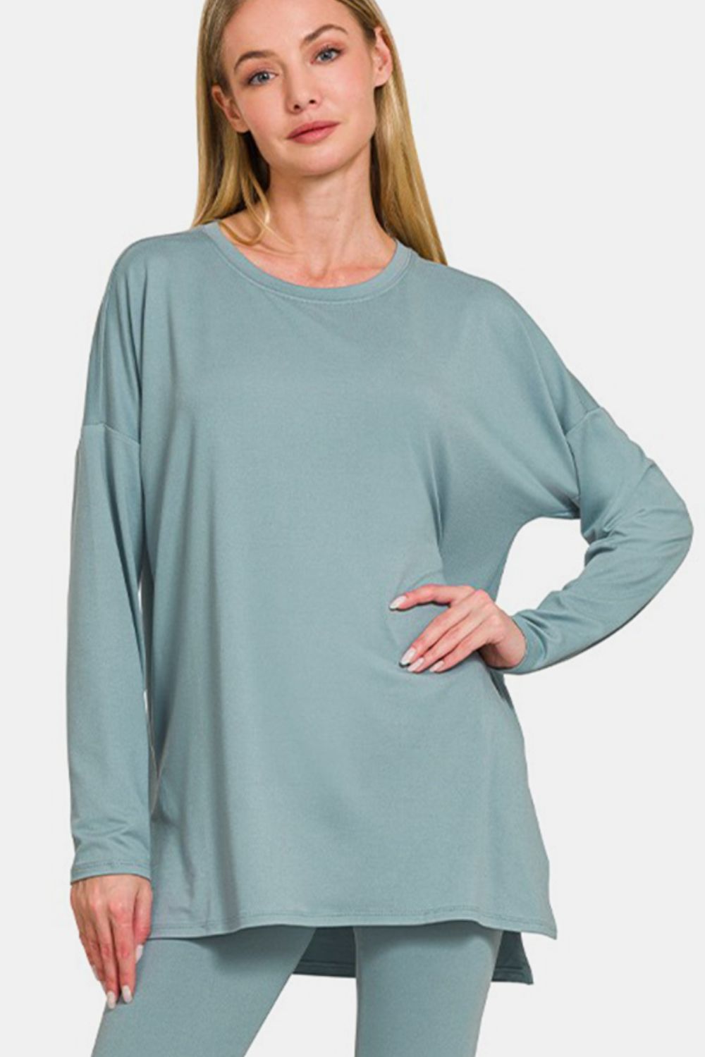 Zenana Full Size Brushed Microfiber Top And Leggings Lounge Set
