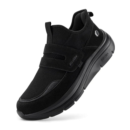 FitVille Slip On Shoes for Women Wide Width Walking Shoes Hands Free Lightweight Gym Tennis Sneakers for Women with Arch Support - Cloud Wanderer V5 (8 Wide Black)
