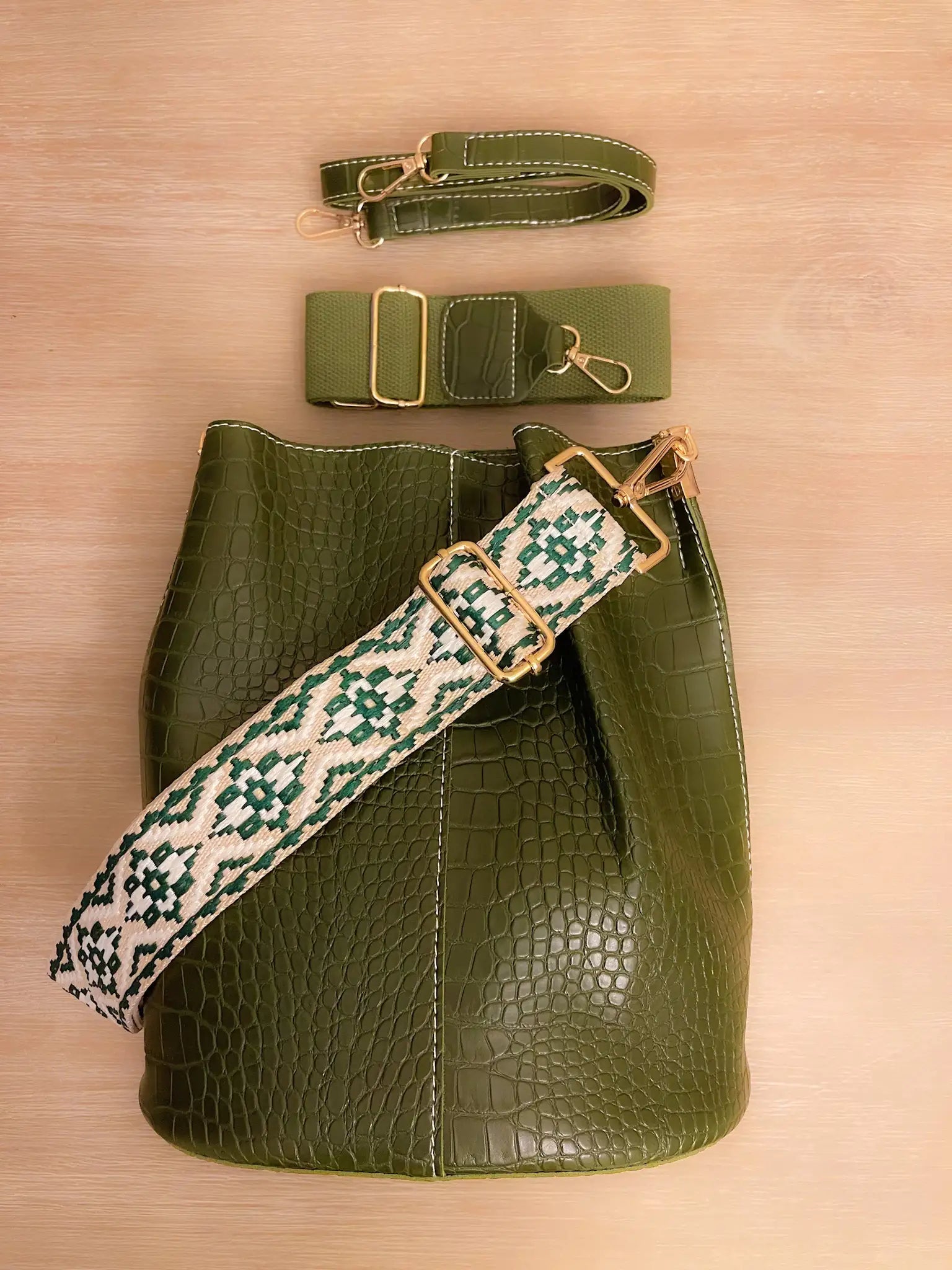 Blake Shoulder Bag -Olive Croc-BT8D
