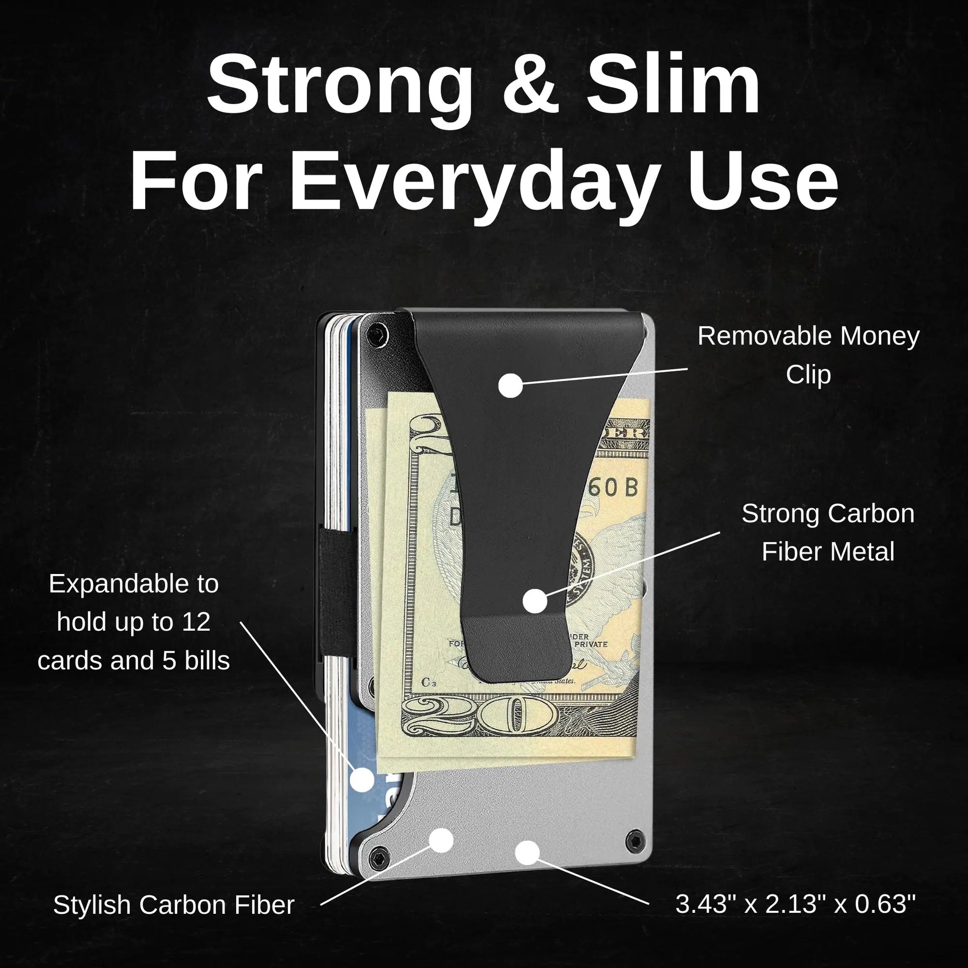 Carbon Fiber Minimalist Credit Card Holder & Money Clip Wallet for Men-BT8D