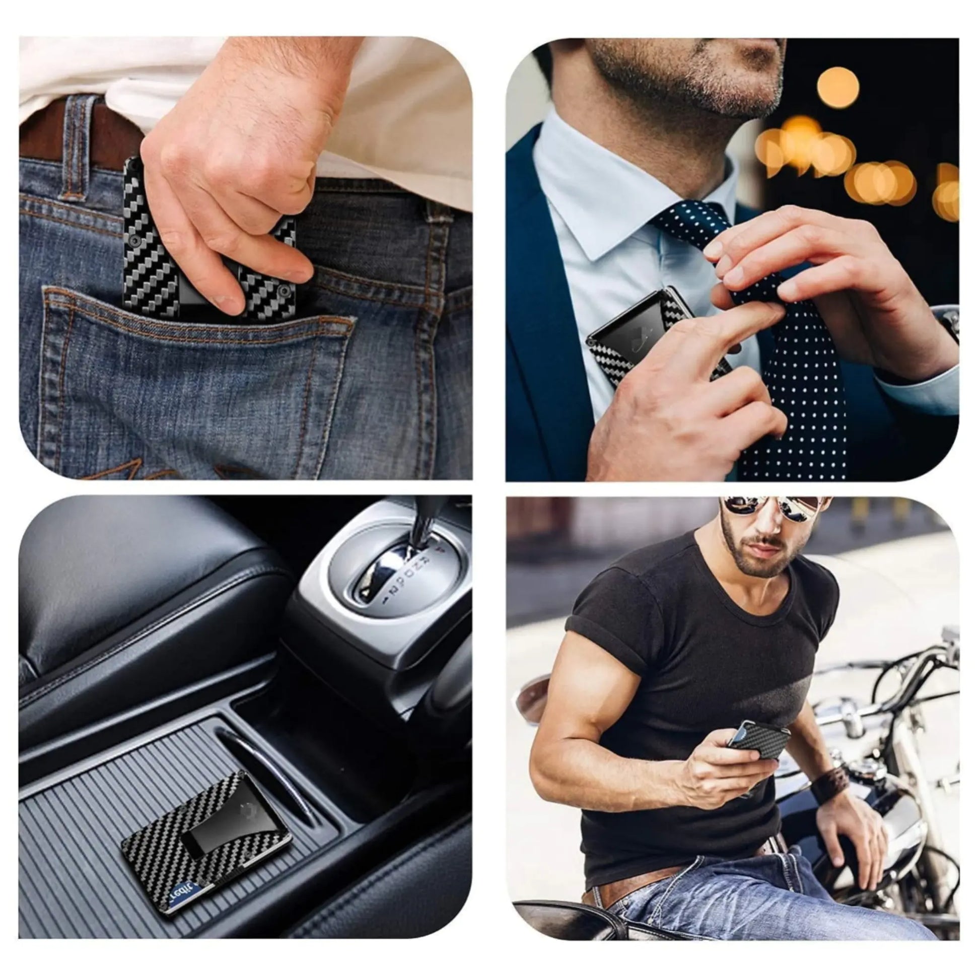 Carbon Fiber Minimalist Credit Card Holder & Money Clip Wallet for Men-BT8D