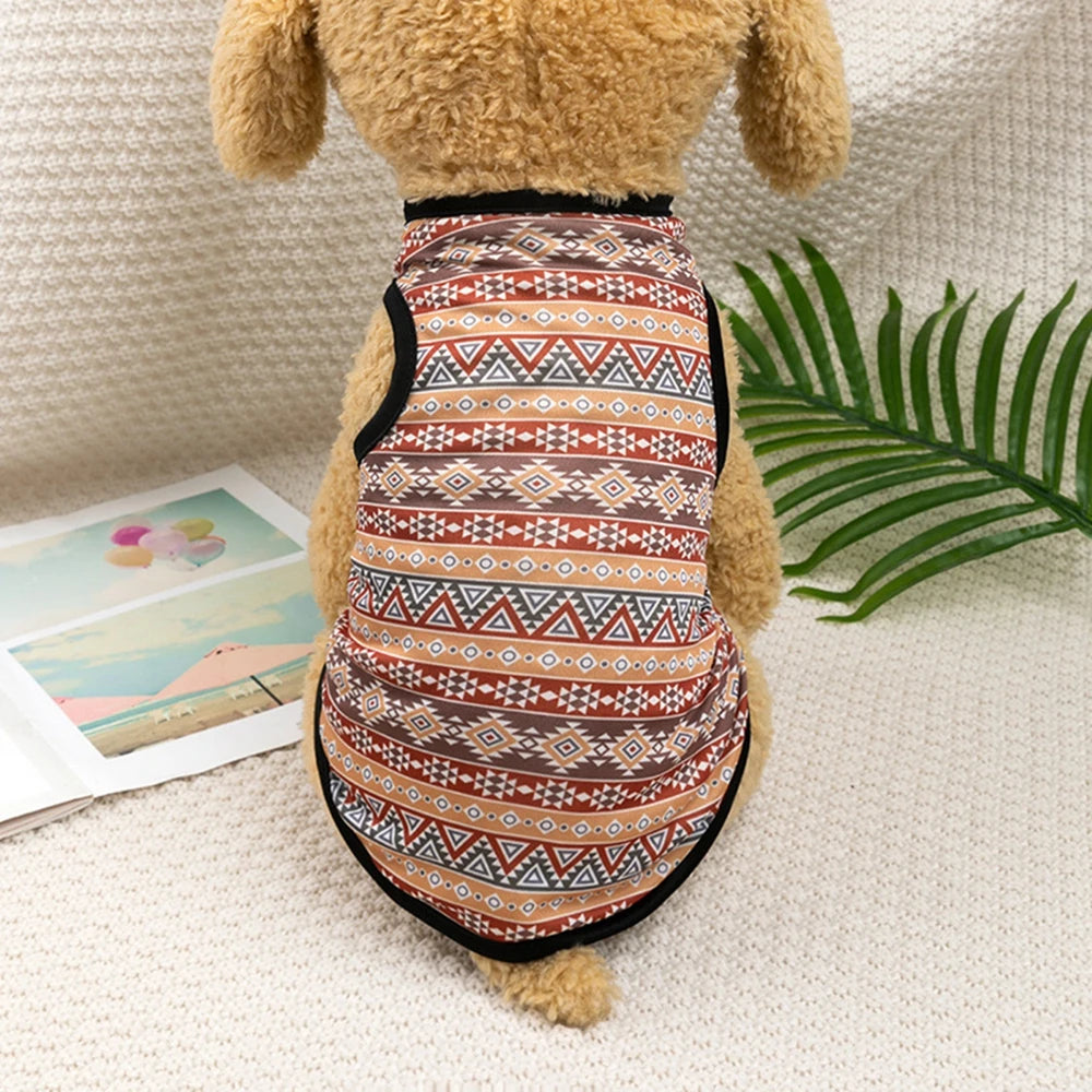 Bohemian Style Dogs T-shirt Soft Dogs Cats Vest For Summer Puppy Clothes York French Bulldog T-Shirt Dog Pullover Pet Costumes-BT8D