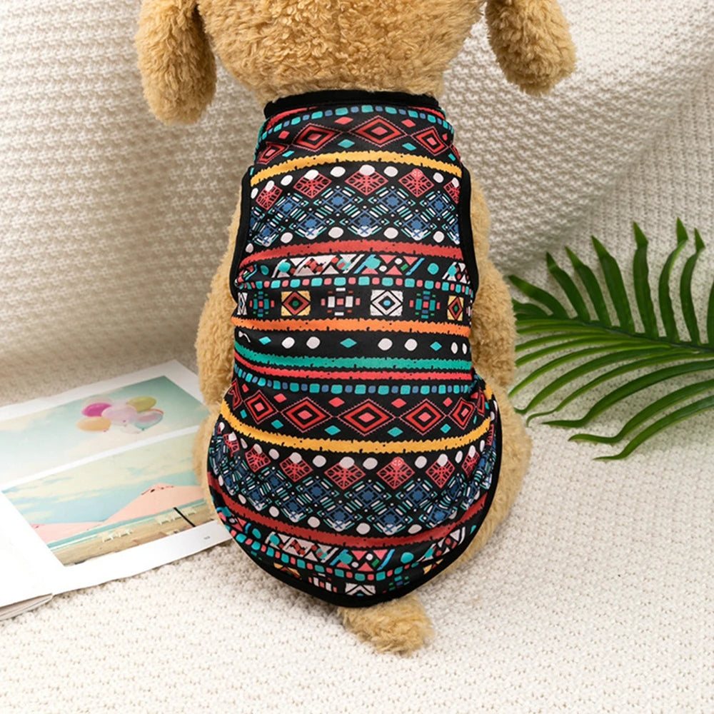 Bohemian Style Dogs T-shirt Soft Dogs Cats Vest For Summer Puppy Clothes York French Bulldog T-Shirt Dog Pullover Pet Costumes-BT8D