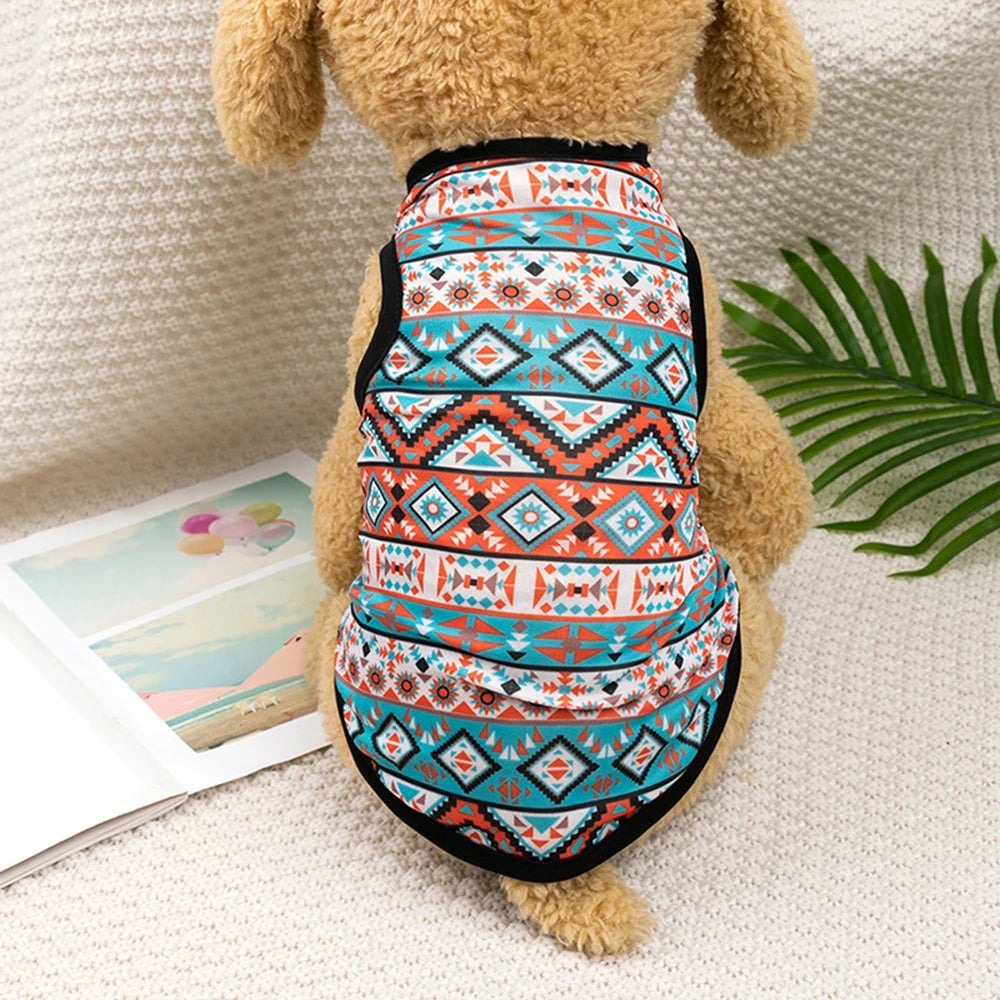 Bohemian Style Dogs T-shirt Soft Dogs Cats Vest For Summer Puppy Clothes York French Bulldog T-Shirt Dog Pullover Pet Costumes-BT8D