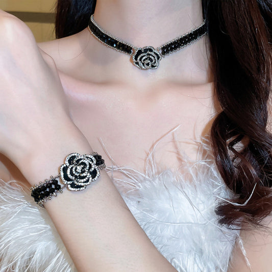 Copper Rhinestone Flower Bracelet-BT8D