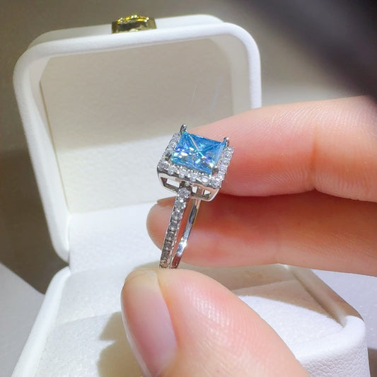 2 Carat Moissanite 925 Sterling Silver Square Shape Ring-BT8D