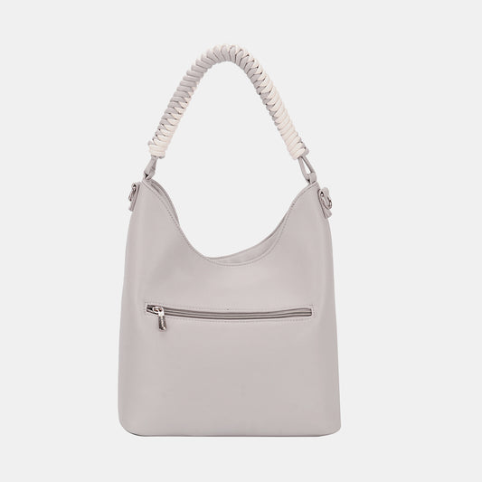 David Jones Woven Handle PU Leather Handbag-BT8D