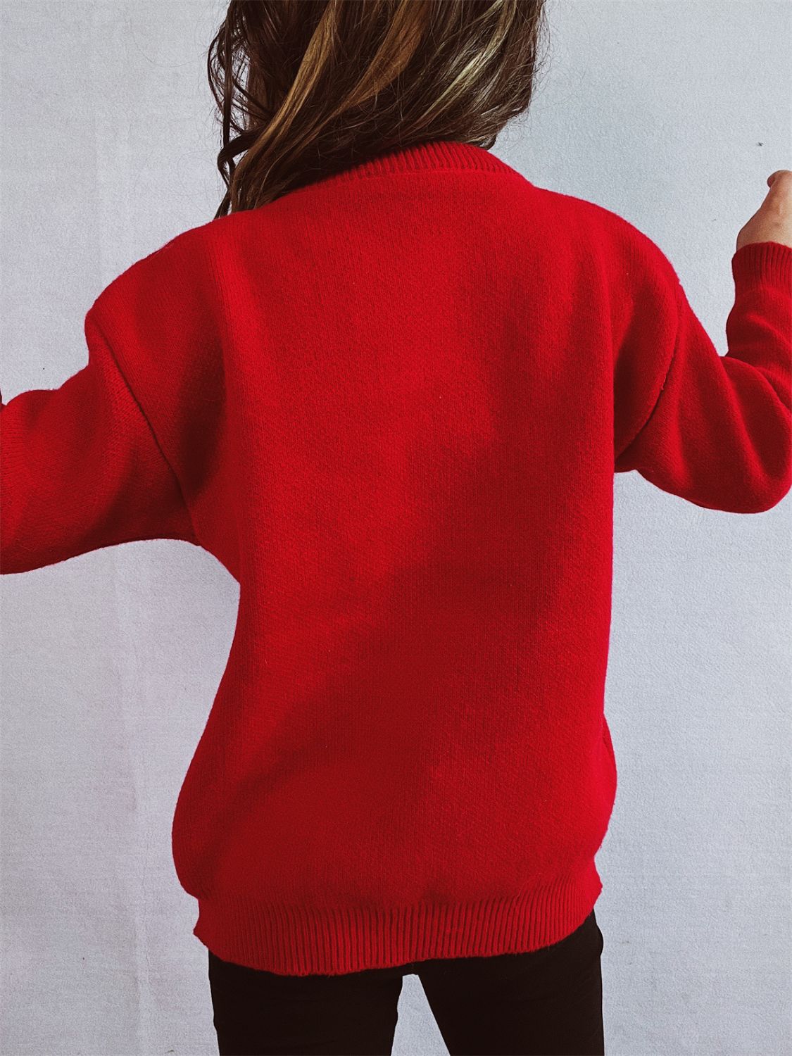 Christmas Tree Round Neck Long Sleeve Sweater-BT8D