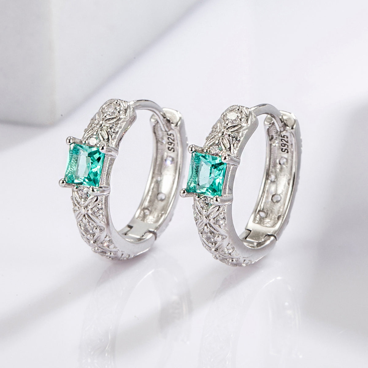 925 Sterling Silver Inlaid Zircon Earrings-BT8D