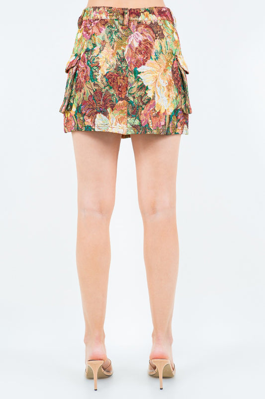 American Bazi Jacquard Weave Cargo Pocket Skirt-BT8D