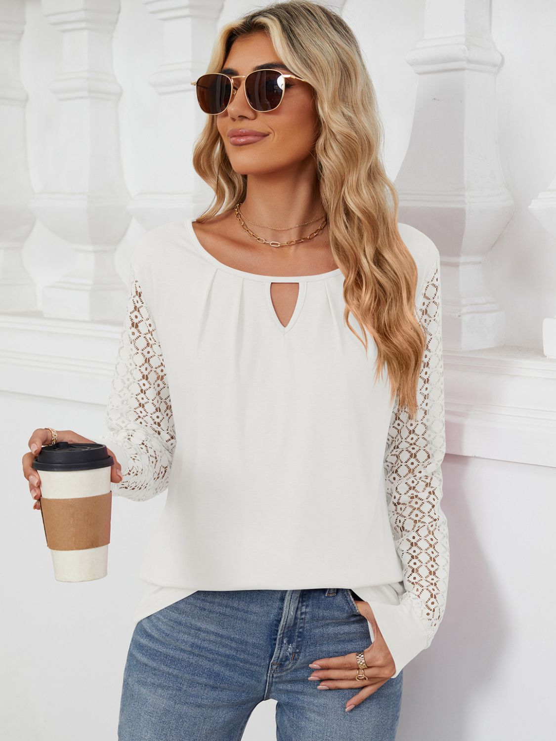 Cutout Round Neck Long Sleeve T-Shirt-BT8D