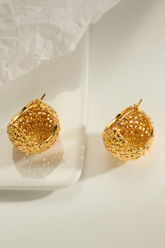 Braided Basket Metal Hoop Earrings-BT8D