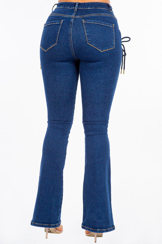 American Bazi High Rise Lace Up Jeans-BT8D
