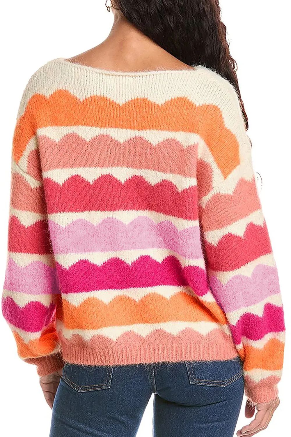 Boat Neck Long Sleeve Sweater-BT8D