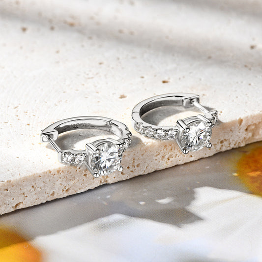 2.36 Carat Moissanite Zircon 925 Sterling Silver Hoop Earrings-BT8D
