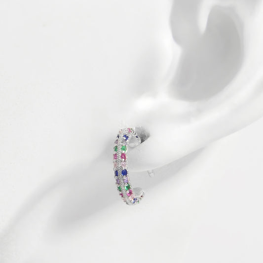 925 Sterling Silver Contrast Zircon Earrings-BT8D