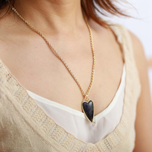 Copper Labradorite Heart Shape Necklace-BT8D