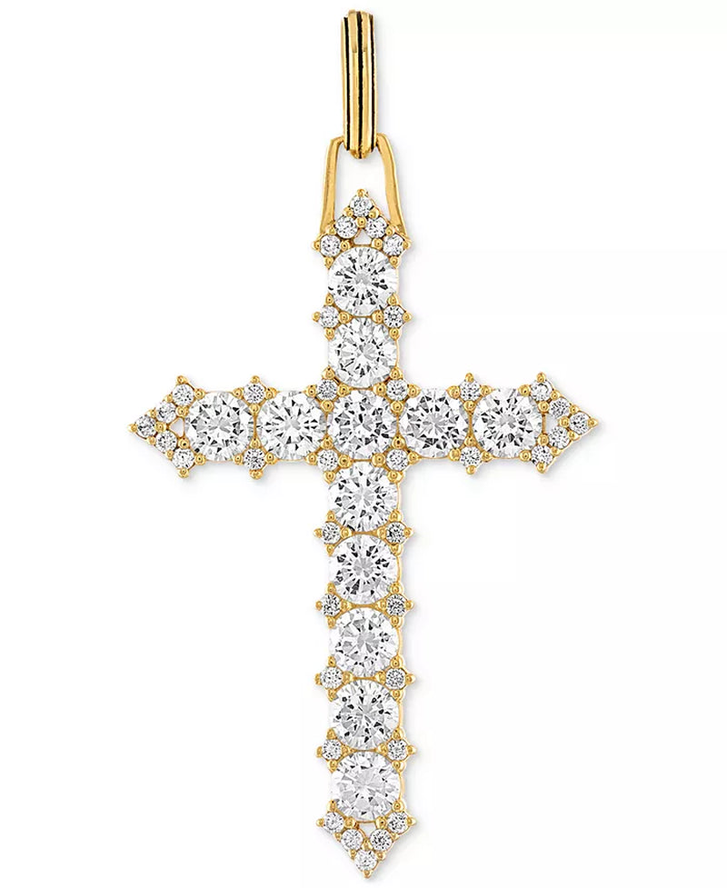 Cubic Zirconia Cross Pendant in 14K Gold-Plated Sterling Silver, Created for Macy'S-BT8D