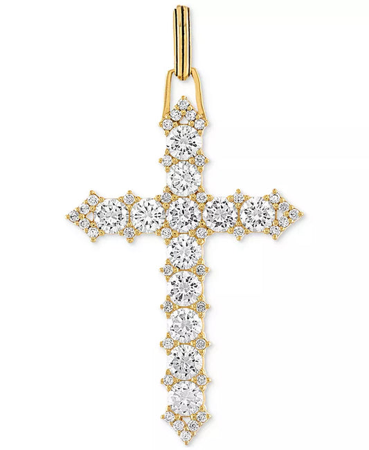 Cubic Zirconia Cross Pendant in 14K Gold-Plated Sterling Silver, Created for Macy'S-BT8D