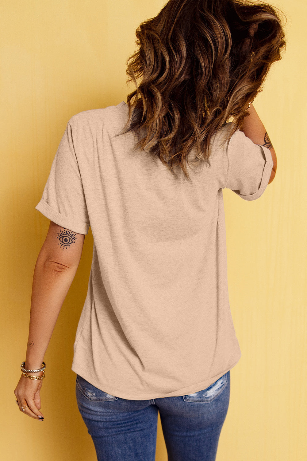 Bow Graphic Round Neck Short Sleeve T-Shirt-BT8D