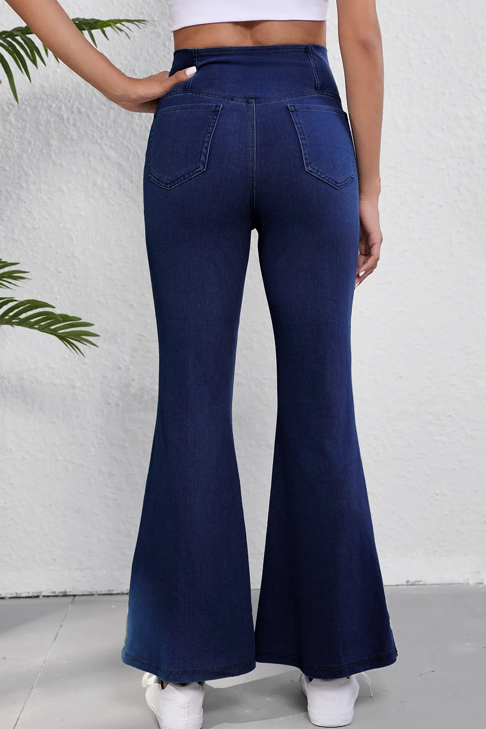 Asymmetric Waist Flare Jeans-BT8D