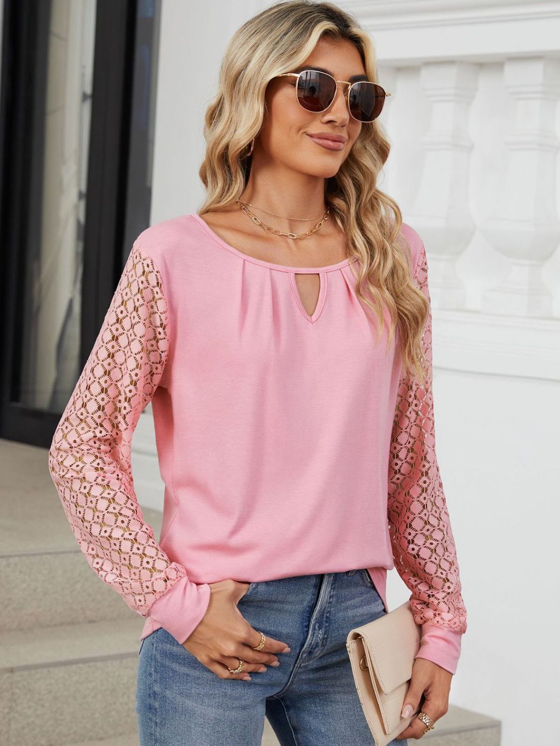 Cutout Round Neck Long Sleeve T-Shirt-BT8D
